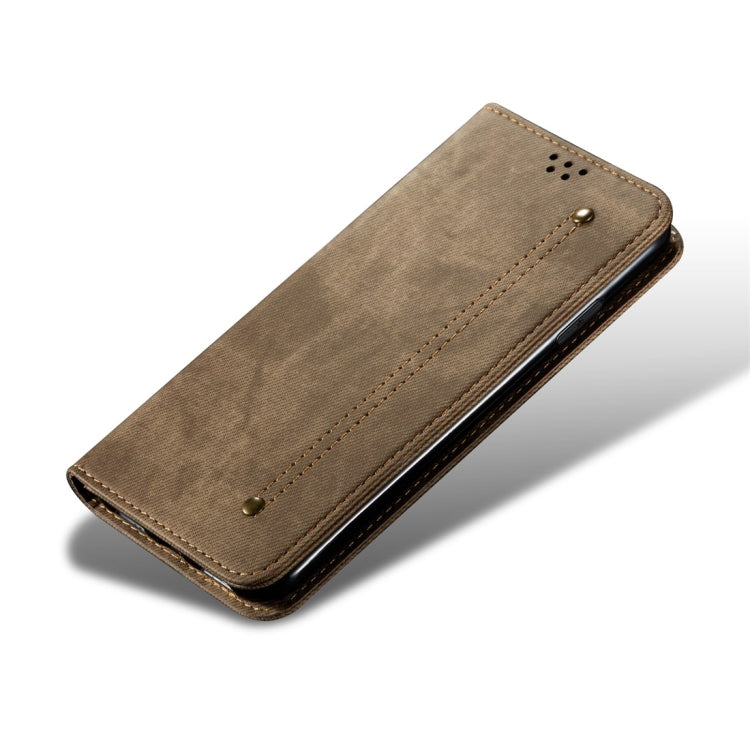 For Xiaomi Mi CC9 / Mi 9 Lite Denim Texture Casual Style Horizontal Flip Leather Case with Holder & Card Slots & Wallet(Khaki) - Xiaomi Cases by buy2fix | Online Shopping UK | buy2fix