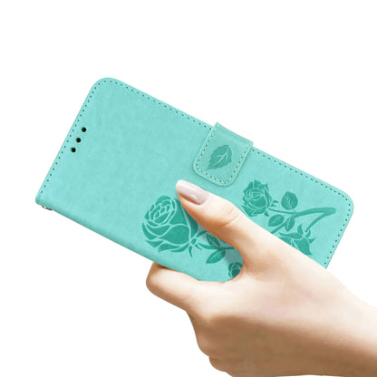 For iPhone 13 Pro Rose Embossed Horizontal Flip PU Leather Case with Holder & Card Slots & Wallet (Green) - iPhone 13 Pro Cases by buy2fix | Online Shopping UK | buy2fix