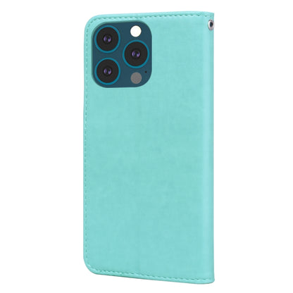 For iPhone 13 Pro Max Rose Embossed Horizontal Flip PU Leather Case with Holder & Card Slots & Wallet (Green) - iPhone 13 Pro Max Cases by buy2fix | Online Shopping UK | buy2fix
