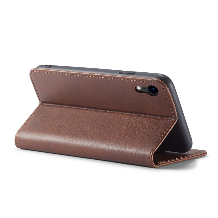 For iPhone XR Calf Texture Magnetic Horizontal Flip Leather Case with Holder & Card Slots & Wallet(Brown) - More iPhone Cases by buy2fix | Online Shopping UK | buy2fix