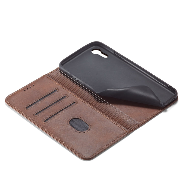 For iPhone XR Calf Texture Magnetic Horizontal Flip Leather Case with Holder & Card Slots & Wallet(Brown) - More iPhone Cases by buy2fix | Online Shopping UK | buy2fix