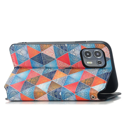 For Motorola Edge 20 Lite Colorful Magnetic Horizontal Flip PU Leather Case with Holder & Card Slot & Wallet(Rhombus Mandala) - Motorola Cases by buy2fix | Online Shopping UK | buy2fix