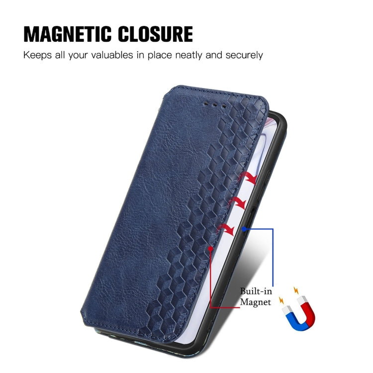 For Blackview A100 Cubic Grid Pressed Horizontal Flip Magnetic PU Leather Case with Holder & Card Slots & Wallet(Blue) - More Brand by buy2fix | Online Shopping UK | buy2fix