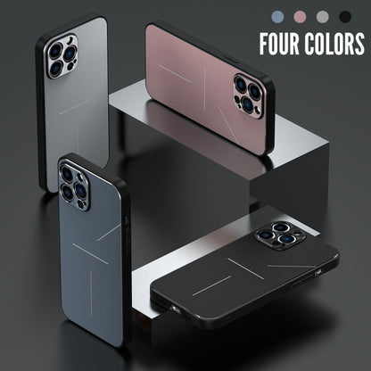 For iPhone 12 Pro Max R-JUST RJ-52 3-Line Style Metal TPU Shockproof Protective Case(Black) - iPhone 12 Pro Max Cases by R-JUST | Online Shopping UK | buy2fix