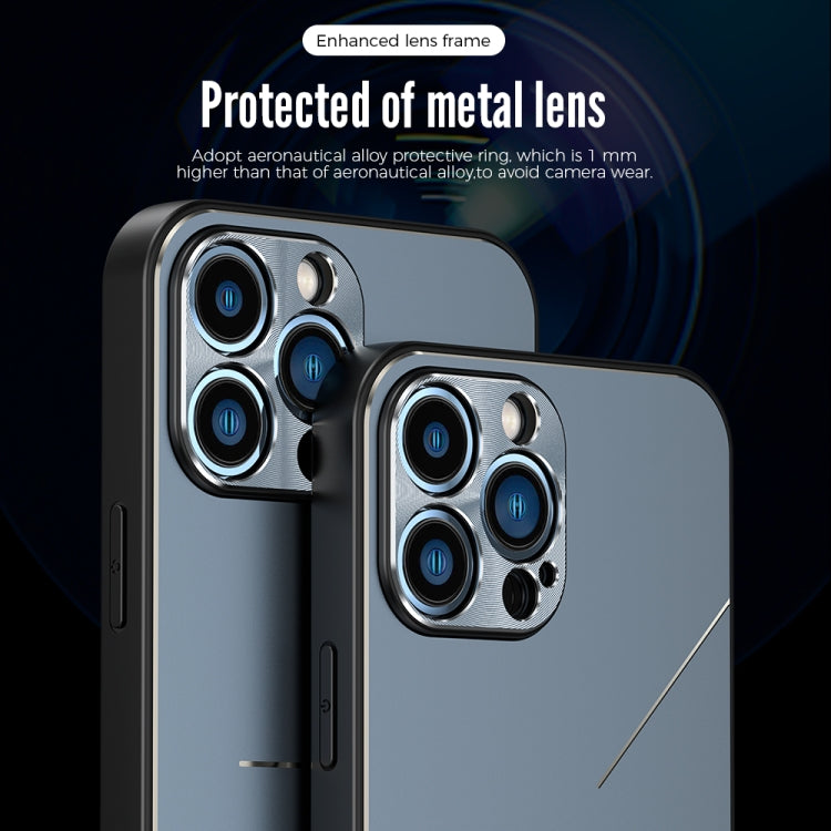 For iPhone 11 Pro R-JUST RJ-52 3-Line Style Metal TPU Shockproof Protective Case (Blue) - iPhone 11 Pro Cases by R-JUST | Online Shopping UK | buy2fix