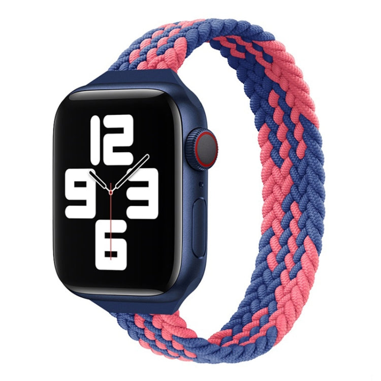 Small Waist Single Loop Nylon Braid Watch Band For Apple Watch Ultra 49mm&Watch Ultra 2 49mm / Series 9&8&7 45mm / SE 3&SE 2&6&SE&5&4 44mm / 3&2&1 42mm, Szie: XS 135mm(Z Pattern-Blue Pink) - Watch Bands by buy2fix | Online Shopping UK | buy2fix