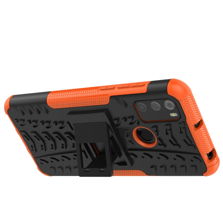 For Alcatel 3L (2021) Tire Texture Shockproof TPU+PC Protective Case with Holder(Orange) - Alcatel Cases by buy2fix | Online Shopping UK | buy2fix