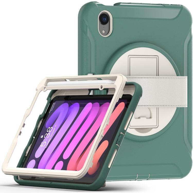 For iPad mini 6 360 Degree Rotation PC + TPU Protective Tablet Case with Holder & Hand-strap(Jade Green) - iPad mini 6 Cases by buy2fix | Online Shopping UK | buy2fix