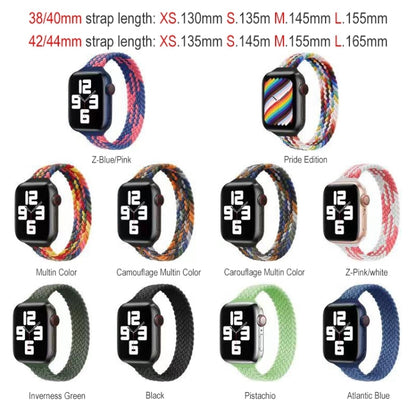 Small Waist Single Loop Nylon Braid Watch Band For Apple Watch Ultra 49mm&Watch Ultra 2 49mm / Series 9&8&7 45mm / SE 3&SE 2&6&SE&5&4 44mm / 3&2&1 42mm, Size:S 145mm(Official Rainbow) - Watch Bands by buy2fix | Online Shopping UK | buy2fix