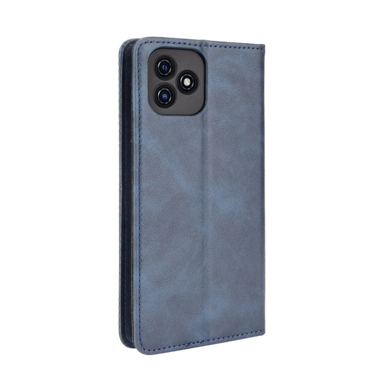 For Blackview Oscal C20 Magnetic Buckle Retro Crazy Horse Texture Horizontal Flip Leather Case with Holder & Card Slots & Photo Frame(Blue) - More Brand by buy2fix | Online Shopping UK | buy2fix