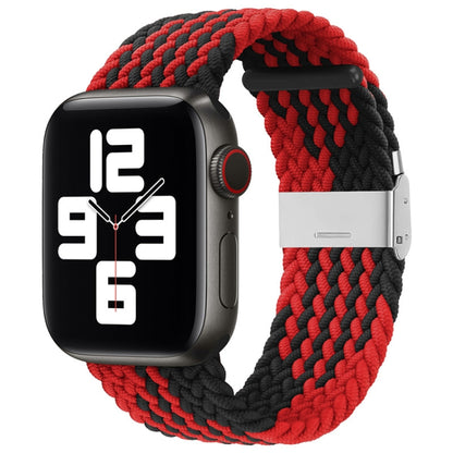 Nylon Braid One Buckle Watch Band For Apple Watch Series 9&8&7 41mm / SE 3&SE 2&6&SE&5&4 40mm / 3&2&1 38mm(Z Black Red) - Watch Bands by buy2fix | Online Shopping UK | buy2fix