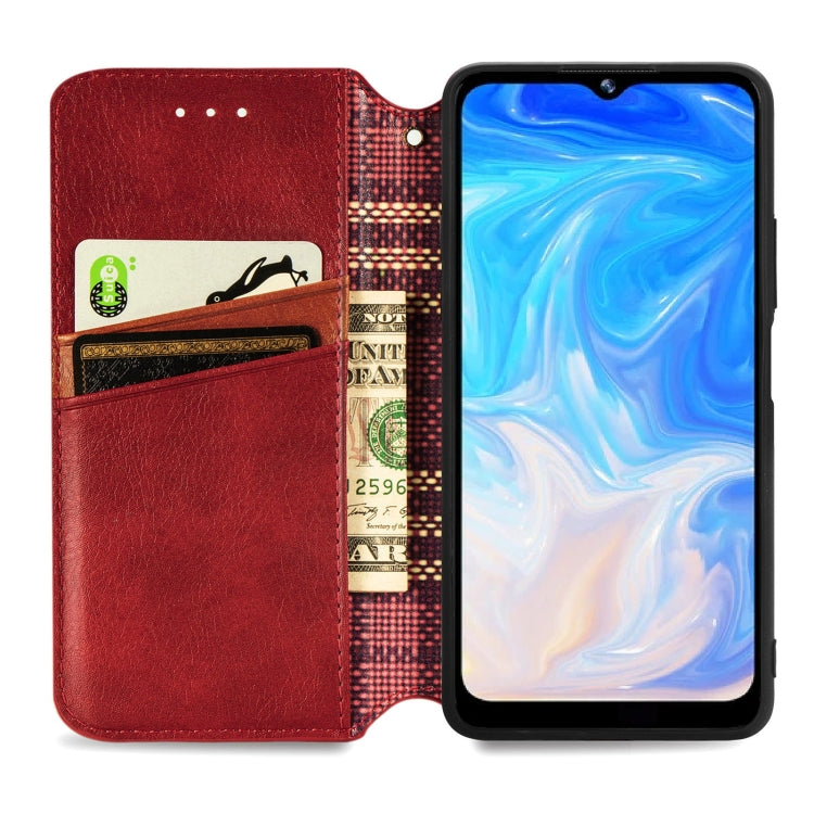 For Doogee N40 Pro Cubic Grid Pressed Horizontal Flip Magnetic Leather Case with Holder & Card Slots & Wallet(Red) - More Brand by buy2fix | Online Shopping UK | buy2fix