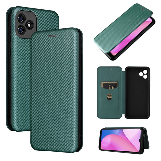 For Blackview Oscal C20 Carbon Fiber Texture Horizontal Flip Leather Phone Case with Card Slot(Green) - More Brand by buy2fix | Online Shopping UK | buy2fix