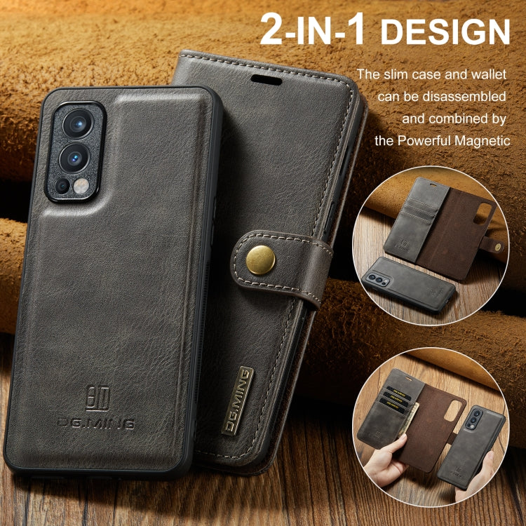 For OnePlus Nord N200 5G DG.MING Crazy Horse Texture Flip Detachable Magnetic Leather Case with Holder & Card Slots & Wallet(Grey) - OnePlus Cases by DG.MING | Online Shopping UK | buy2fix