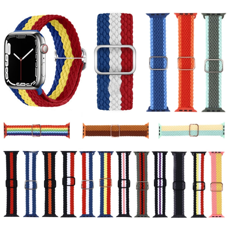 Adjustable Striped Woven Nylon Strap Watch Band For Apple Watch Ultra 49mm&Watch Ultra 2 49mm / Series 9&8&7 45mm / SE 3&SE 2&6&SE&5&4 44mm / 3&2&1 42mm(Black Red) - Watch Bands by buy2fix | Online Shopping UK | buy2fix