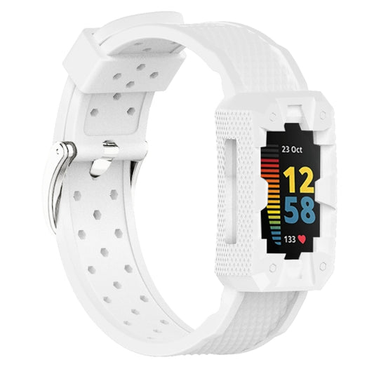 For Fitbit Charge 5 Silicone Integrated Strap Watch Band(White) - Watch Bands by buy2fix | Online Shopping UK | buy2fix
