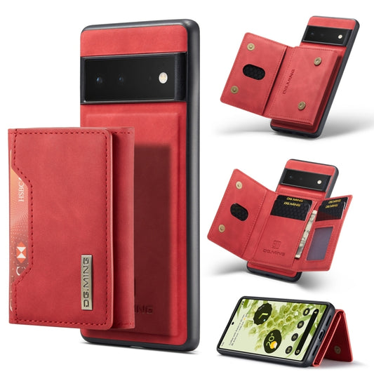 For Google Pixel 6 Pro DG.MING M2 Series 3-Fold Multi Card Bag Back Cover Leather Phone Case(Red) - Google Cases by DG.MING | Online Shopping UK | buy2fix