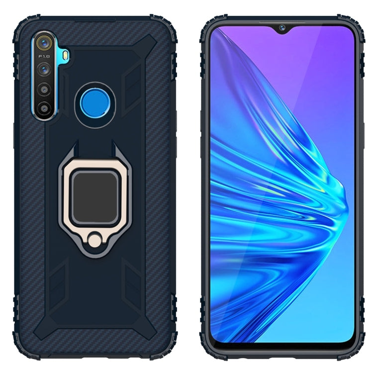 For OPPO Realme 5 Carbon Fiber Protective Case with 360 Degree Rotating Ring Holder(Blue) - Realme Cases by buy2fix | Online Shopping UK | buy2fix