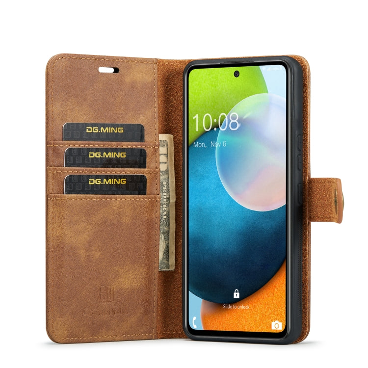 For Samsung Galaxy A53 5G DG.MING Crazy Horse Texture Detachable Magnetic Leather Phone Case(Brown) - Galaxy Phone Cases by DG.MING | Online Shopping UK | buy2fix