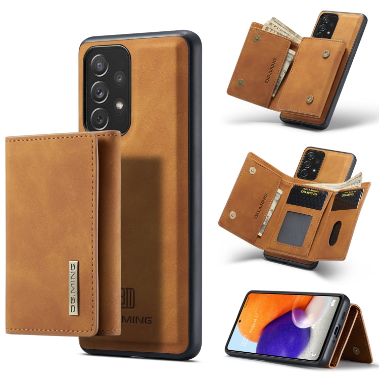 For Samsung Galaxy A73 5G DG.MING M1 Series 3-Fold Multi Card Wallet  Phone Case(Brown) - Galaxy Phone Cases by DG.MING | Online Shopping UK | buy2fix