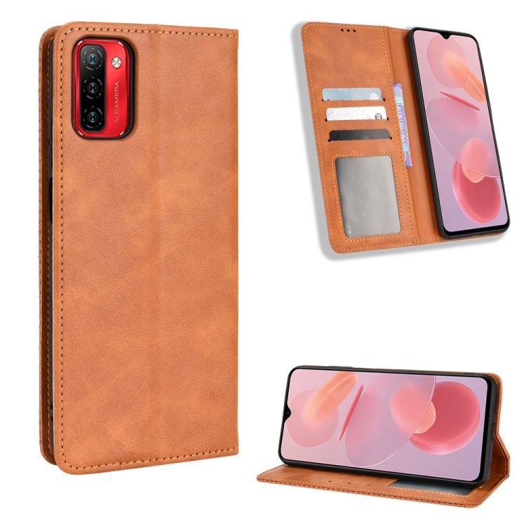 For Ulefone Note 12P Magnetic Buckle Retro Texture Leather Phone Case(Brown) - Ulefone Cases by buy2fix | Online Shopping UK | buy2fix