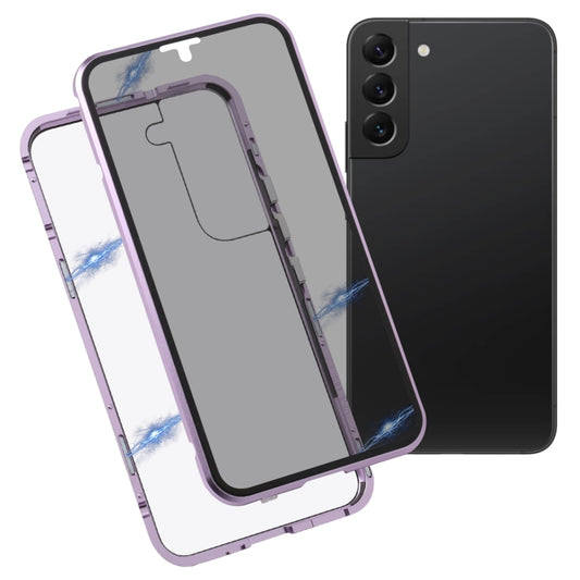 For Samsung Galaxy S22 5G Anti-peeping Magnetic Double-sided Tempered Glass Phone Case(Purple) - Galaxy S22 5G Cases by buy2fix | Online Shopping UK | buy2fix