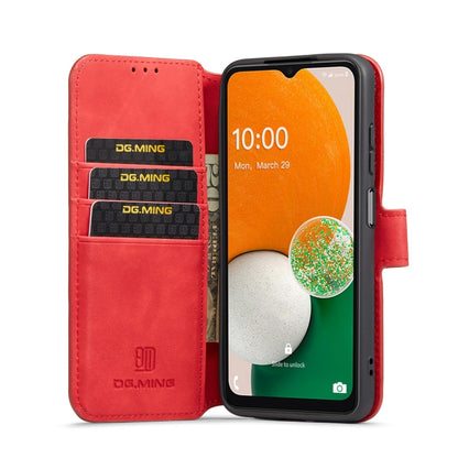 For Samsung Galaxy A13 4G DG.MING Retro Oil Edge Flip Leather Phone Case(Red) - Galaxy Phone Cases by DG.MING | Online Shopping UK | buy2fix