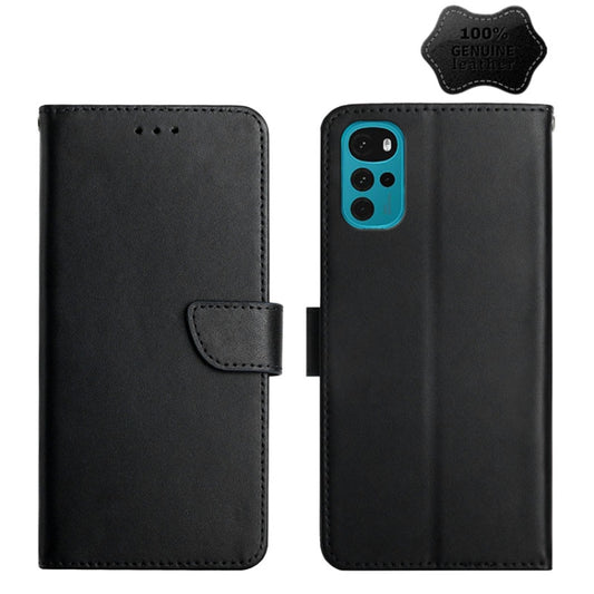 For Motorola Moto G22 Genuine Leather Fingerprint-proof Horizontal Flip Phone Case(Black) - Motorola Cases by buy2fix | Online Shopping UK | buy2fix