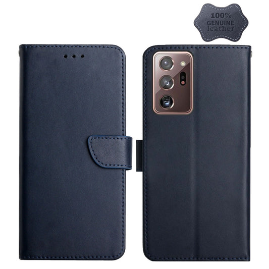 For Samsung Galaxy Note20 Ultra Genuine Leather Fingerprint-proof Horizontal Flip Phone Case(Blue) - Galaxy Note20 Ultra Cases by buy2fix | Online Shopping UK | buy2fix