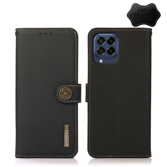 For Samsung Galaxy M53 5G KHAZNEH Custer Genuine Leather RFID Phone Case(Black) - Galaxy Phone Cases by buy2fix | Online Shopping UK | buy2fix