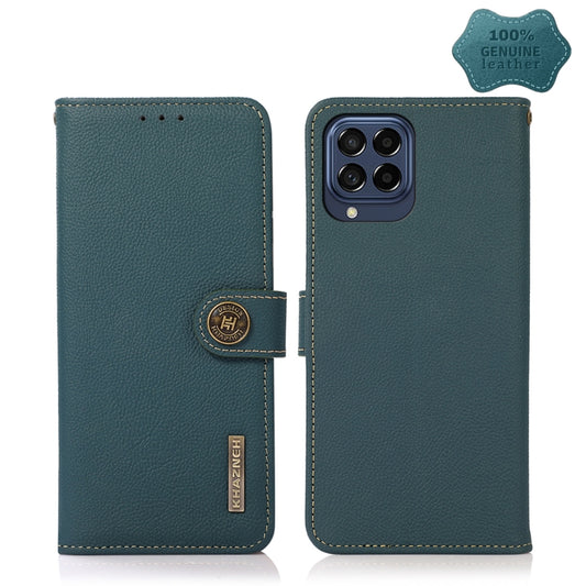 For Samsung Galaxy M53 5G KHAZNEH Custer Genuine Leather RFID Phone Case(Green) - Galaxy Phone Cases by buy2fix | Online Shopping UK | buy2fix