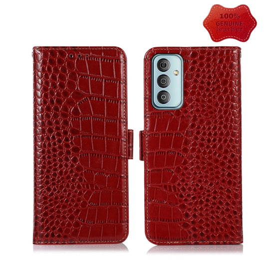 For Samsung Galaxy F23 5G / M23 Crocodile Top Layer Cowhide Leather Phone Case(Red) - Galaxy Phone Cases by buy2fix | Online Shopping UK | buy2fix