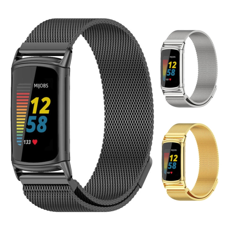 For Fitbit Charge5 Mijobs Magnetic Metal Watch Band(Silver) - Watch Bands by MIJOBS | Online Shopping UK | buy2fix