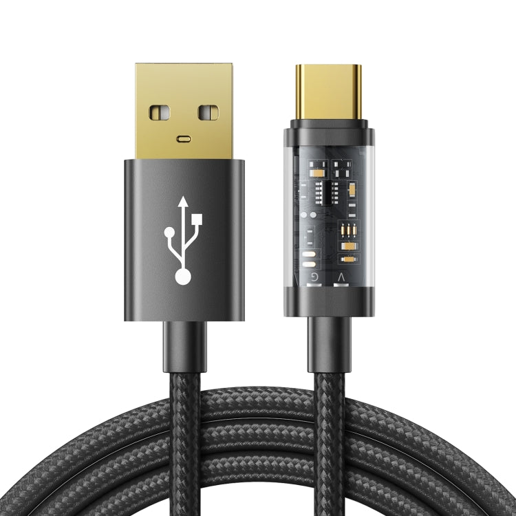 JOYROOM S-UC027A12 USB-A to USB-C / Type-C 3A Sync Data Cable, Cable Length:1.2m(Black) - USB-C & Type-C Cable by JOYROOM | Online Shopping UK | buy2fix