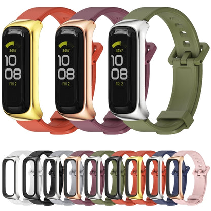 For Samsung Galaxy Fit 2 MIJOBS Metal Case Silicone Watch Band(Black) - Watch Bands by MIJOBS | Online Shopping UK | buy2fix