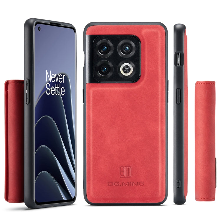 For OnePlus 10 Pro DG.MING M1 Series 3-Fold Multi Card Wallet + Magnetic Phone Case(Red) - OnePlus Cases by DG.MING | Online Shopping UK | buy2fix