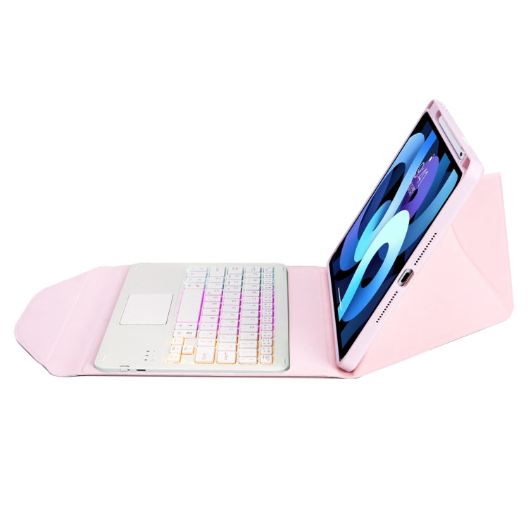 Z11B-AS Pen Slot Touchpad Backlight Bluetooth Keyboard Leather Tablet Case For iPad Pro 11 2021/2020/2018(Pink) - For iPad Pro by buy2fix | Online Shopping UK | buy2fix