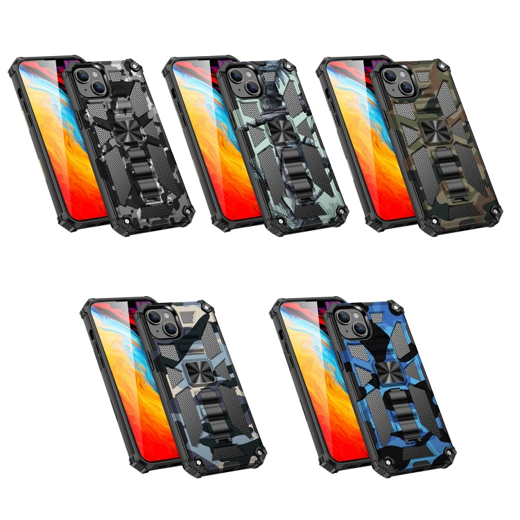 For iPhone 14 Camouflage Armor Shockproof TPU + PC Magnetic Phone Case (Baby Blue) - iPhone 14 Cases by buy2fix | Online Shopping UK | buy2fix