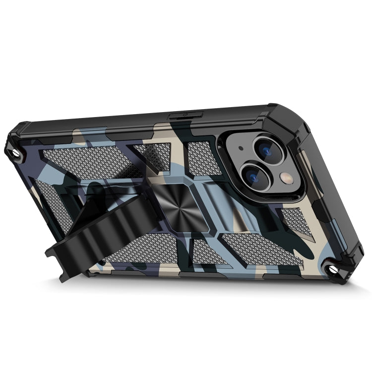 For iPhone 14 Camouflage Armor Shockproof TPU + PC Magnetic Phone Case (Baby Blue) - iPhone 14 Cases by buy2fix | Online Shopping UK | buy2fix