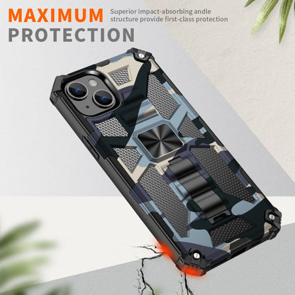 For iPhone 14 Camouflage Armor Shockproof TPU + PC Magnetic Phone Case (Baby Blue) - iPhone 14 Cases by buy2fix | Online Shopping UK | buy2fix