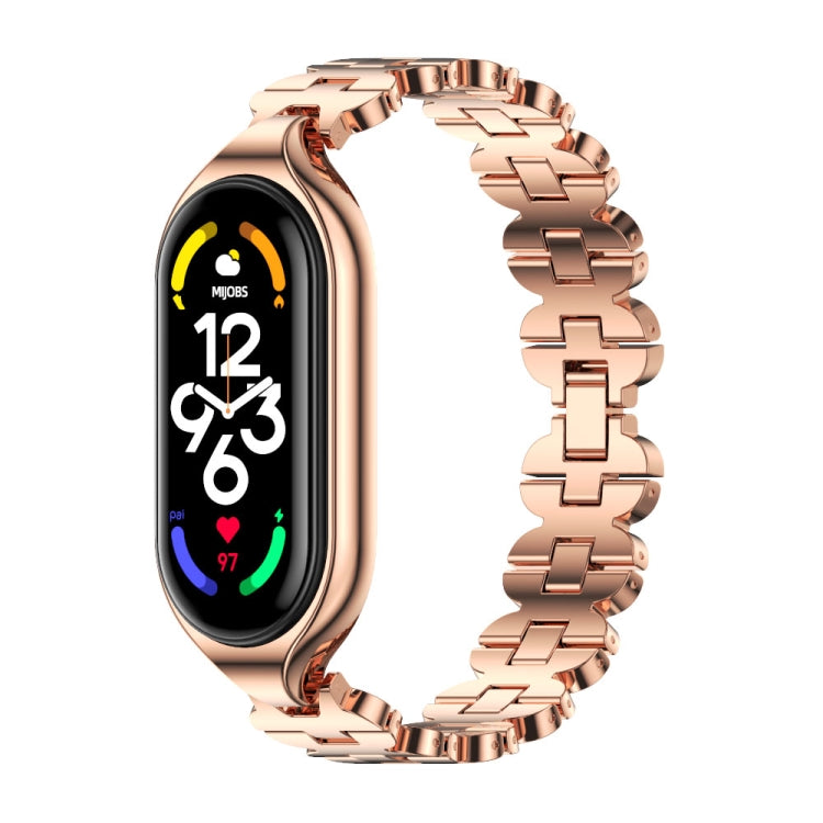 For Xiaomi Mi Band 7 / 7 NFC MIJOBS Stainless Steel Watch Band, Style:Bone Chain(Rose Gold) - Watch Bands by MIJOBS | Online Shopping UK | buy2fix