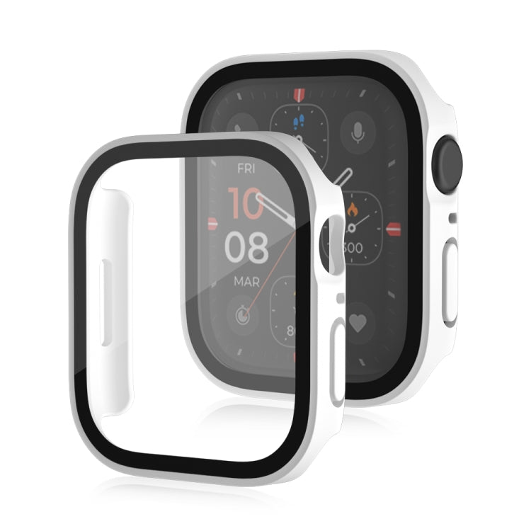 Life Waterproof Frosted 2 in 1 PC Frame + Tempered Glass Protective Case For Apple Watch Series 6 / 5 / 4 / SE 40mm(White) - Watch Cases by buy2fix | Online Shopping UK | buy2fix