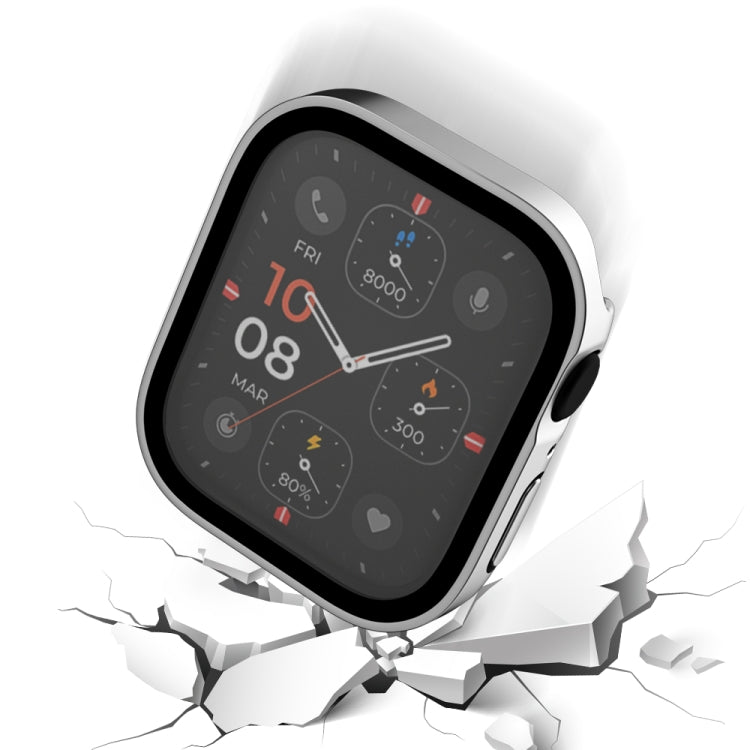 Life Waterproof Frosted 2 in 1 PC Frame + Tempered Glass Protective Case For Apple Watch Series 6 / 5 / 4 / SE 40mm(Silver) - Watch Cases by buy2fix | Online Shopping UK | buy2fix