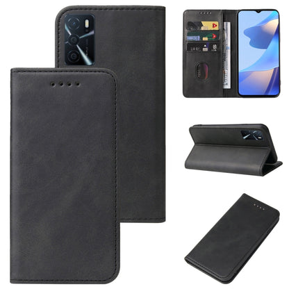 For OPPO A54s Magnetic Closure Leather Phone Case(Black) - OPPO Cases by buy2fix | Online Shopping UK | buy2fix