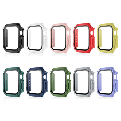 Screen Tempered Glass Film Armor Waterproof Watch Case For Apple Watch Series 8&7 45mm(Green) - Watch Cases by buy2fix | Online Shopping UK | buy2fix