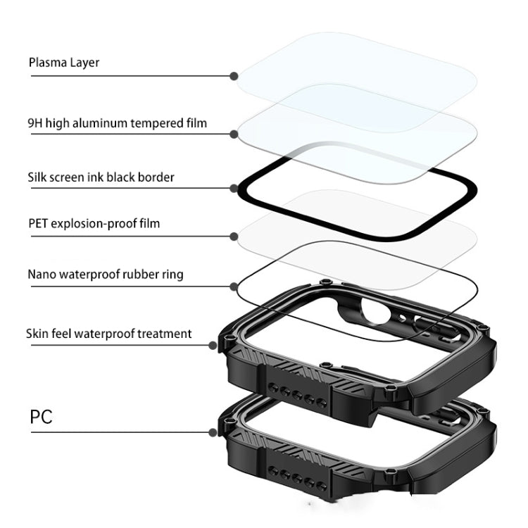 Screen Tempered Glass Film Armor Waterproof Watch Case For Apple Watch Series 8&7 45mm(White) - Watch Cases by buy2fix | Online Shopping UK | buy2fix