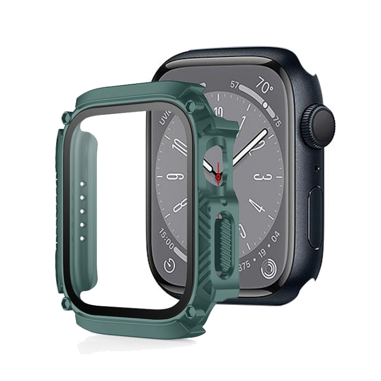 Screen Tempered Glass Film Armor Waterproof Watch Case For Apple Watch Series 8&7 41mm(Green) - Watch Cases by buy2fix | Online Shopping UK | buy2fix