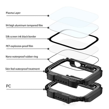 Screen Tempered Glass Film Armor Waterproof Watch Case For Apple Watch Series 8&7 41mm(Green) - Watch Cases by buy2fix | Online Shopping UK | buy2fix