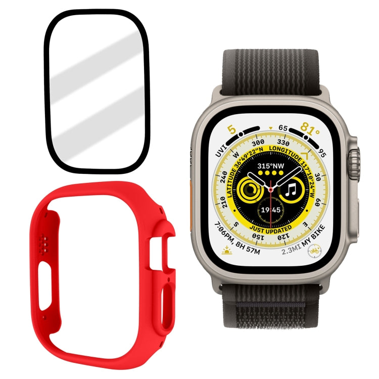 Tempered Glass Film Frosted PC Watch Case For Apple Watch Ultra 49mm / Apple Watch Ultra 2 49mm(Red) - Watch Cases by buy2fix | Online Shopping UK | buy2fix