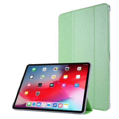 For iPad Air 13 2024 / Pro 12.9 2020 TPU Silk Texture Three-fold Horizontal Flip Leather Tablet Case with Holder(Green) - iPad Pro 12.9 (2020) Cases by buy2fix | Online Shopping UK | buy2fix